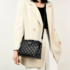 Argyle Quilted Crossbody Bag Solid Shoulder Bag Small Turn Lock