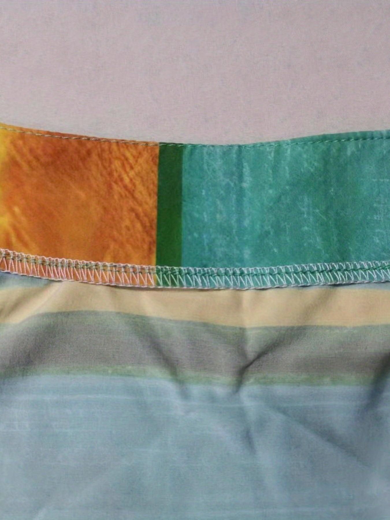 Colorful Stripe Mismatch Pattern Print Men's Casual Short Sleeve Shirt