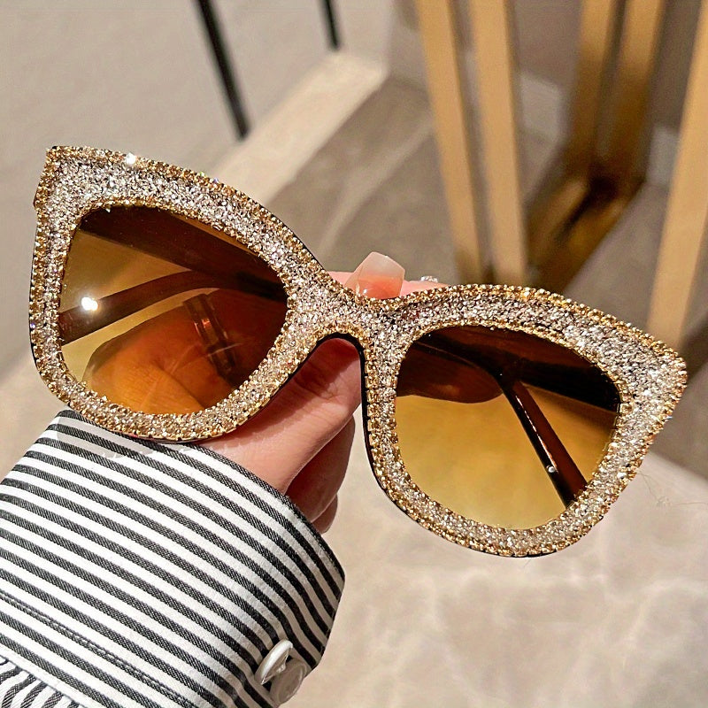 Y2K Rhinestone Cat Eye Sunglasses Bling Summer Sun Shades UV400
