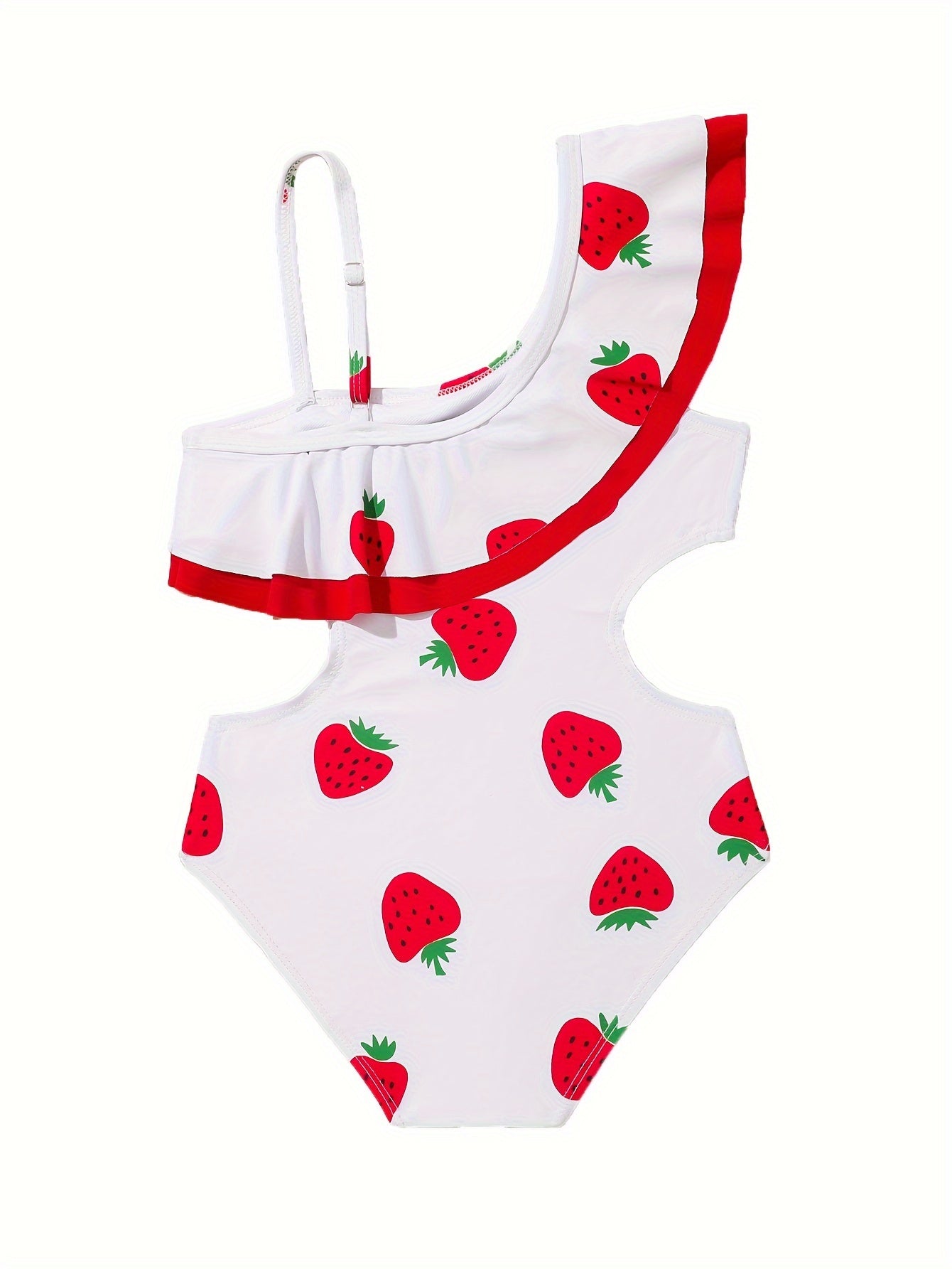 Toddler Girls Strawberry Graphic Ruffle Trim Swimsuit