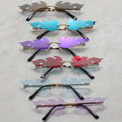 6 Pairs Fire Lens Sunglasses Rimless Party Glasses Unisex UV400