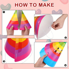 10pcs Rainbow Birthday Hats Colorful Party Decorations Small Gift
