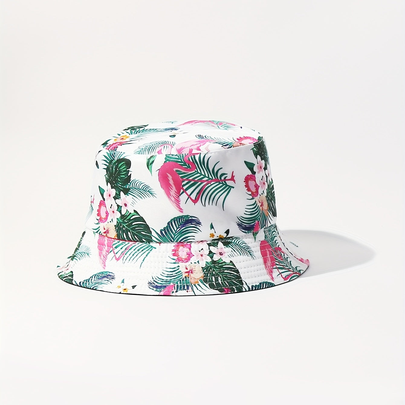 Flamingo Leaf Print Bucket Hat Lightweight Sun Hats