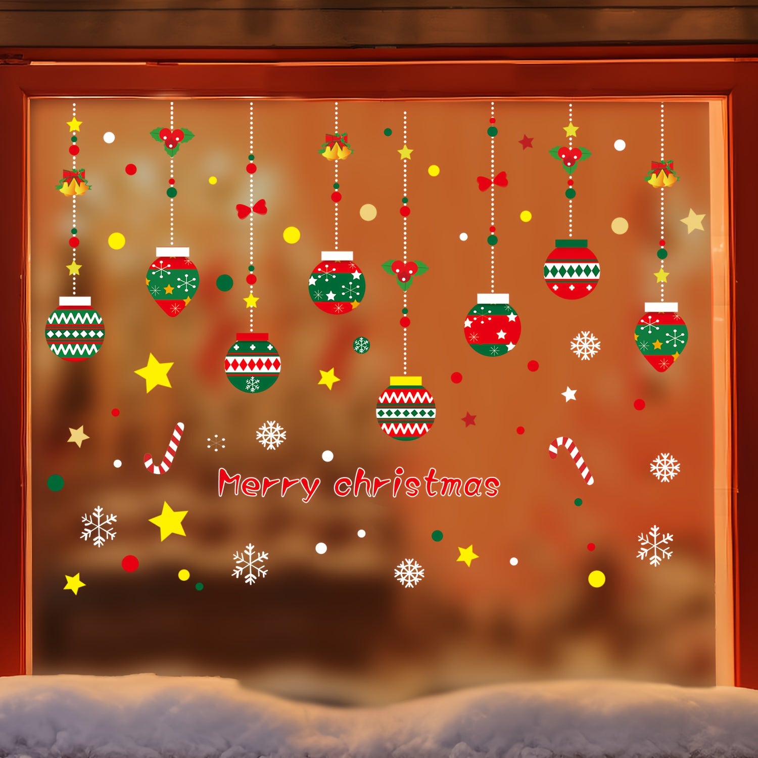 Christmas Window Clings with Snowflakes Ornaments Gift Pattern