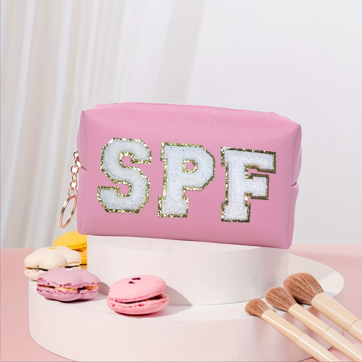 Chenille Letter Pattern Cosmetic Bag Makeup Pouch