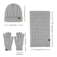 Alpaca Fleece Knitted Hat Scarf Gloves Set for Men Women