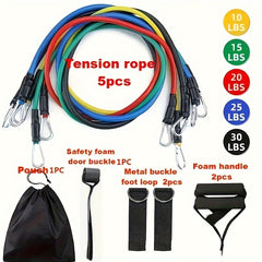 45-36 KG Tension Rope Resistance Band for Yoga Gym Strength Training - 11pcs