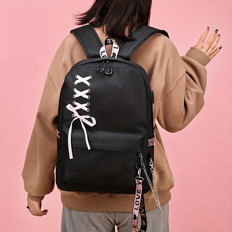 Large Capacity Canvas Travel Backpack with USB Charging Port