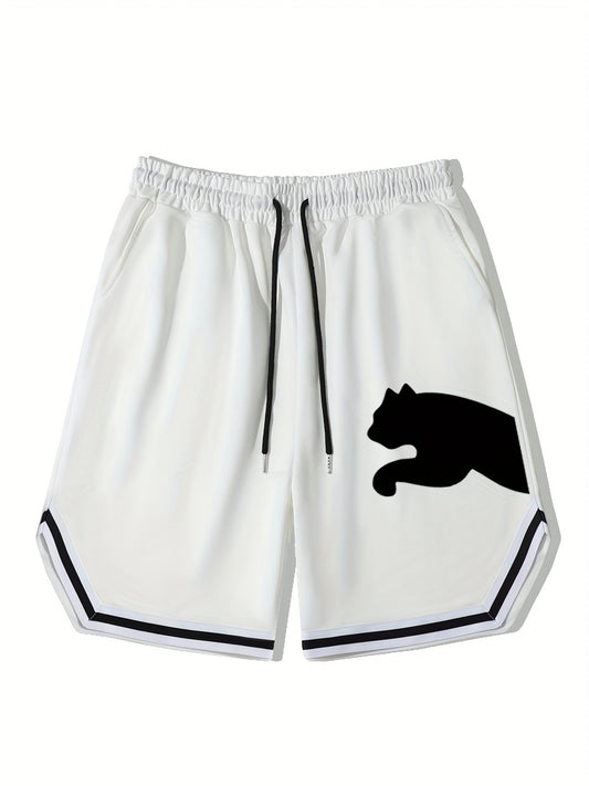 Animal Pattern Stretch Drawstring Shorts