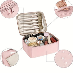 Travel Makeup Bag with Handle and Brush Holder