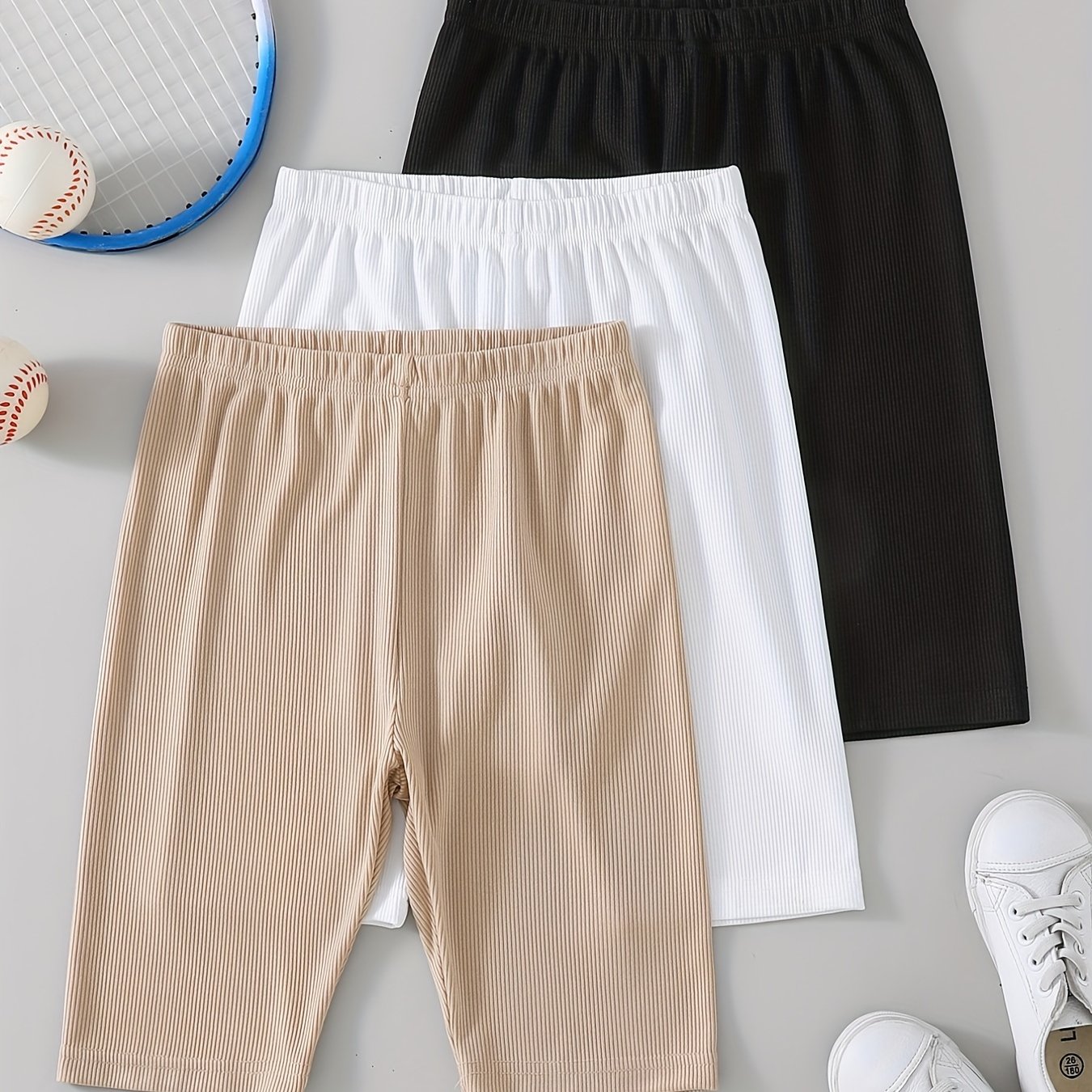 Girl's 3pcs Yoga Legging Biker Shorts Set