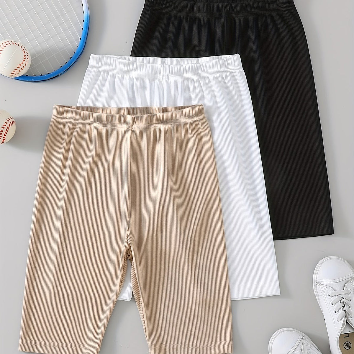 Girl's 3pcs Yoga Legging Biker Shorts Set