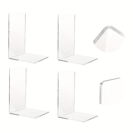 Acrylic Bookends for Shelves Heavy Duty Book Ends and Desktop Organizer