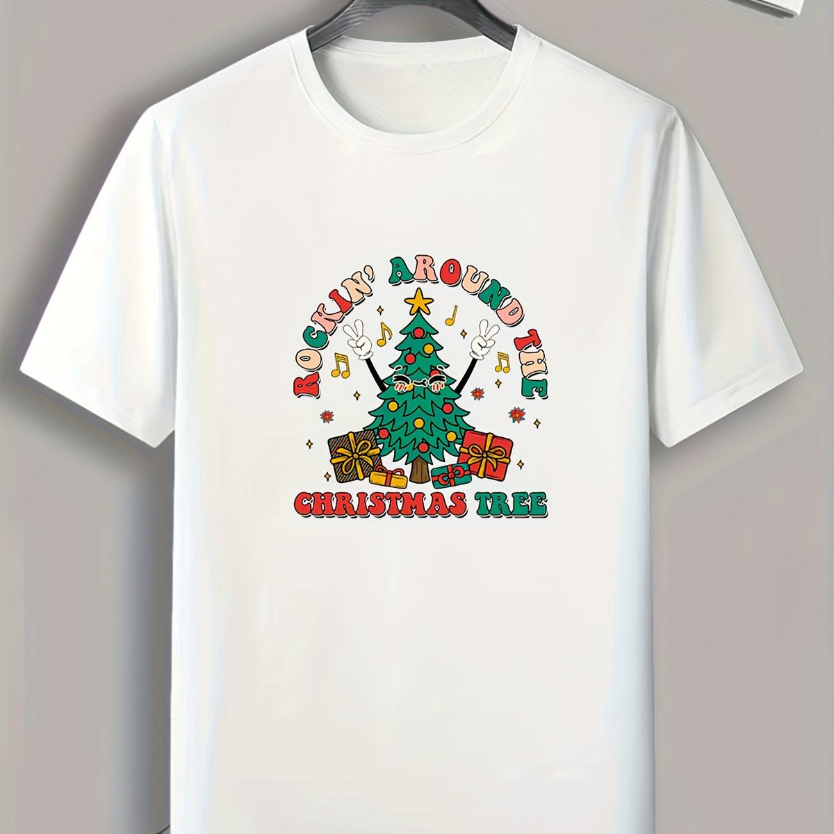 Christmas Tree Print Men's Sports T-shirt - Outdoor Fitness Clothing