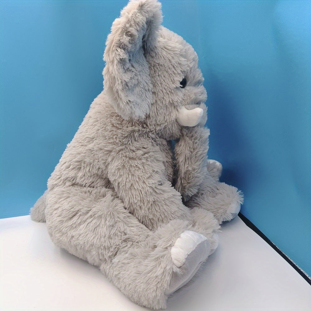 Ultra Soft Grey Elephant Plush Toy with Tusks