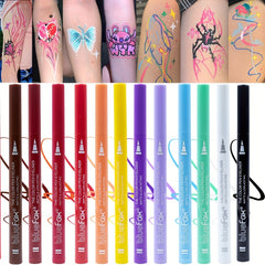 Body Paint Pen 12pcs Set Halloween Makeup Queue Pigment Pen Eyeliner