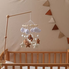 Baby Sheep & Star & Moon Bed Bell Brown Bear Theme Crib Mobile