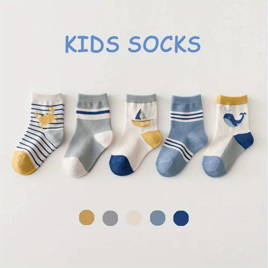 5pairs Ocean Animal Pattern Socks for Babies Toddlers Children