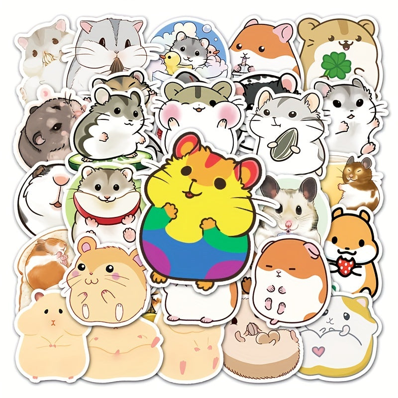 50pcs Little Hamster Cartoon Notebook Diary Decorative Waterproof Stickers