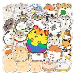 50pcs Little Hamster Cartoon Notebook Diary Decorative Waterproof Stickers