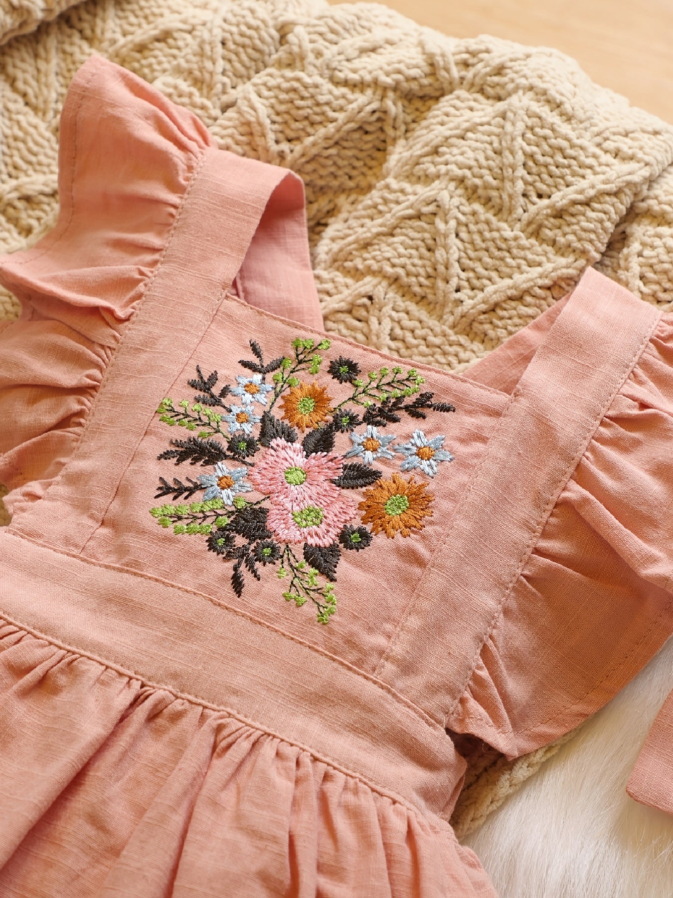 Floral Embroidery Baby Girl Dress Set