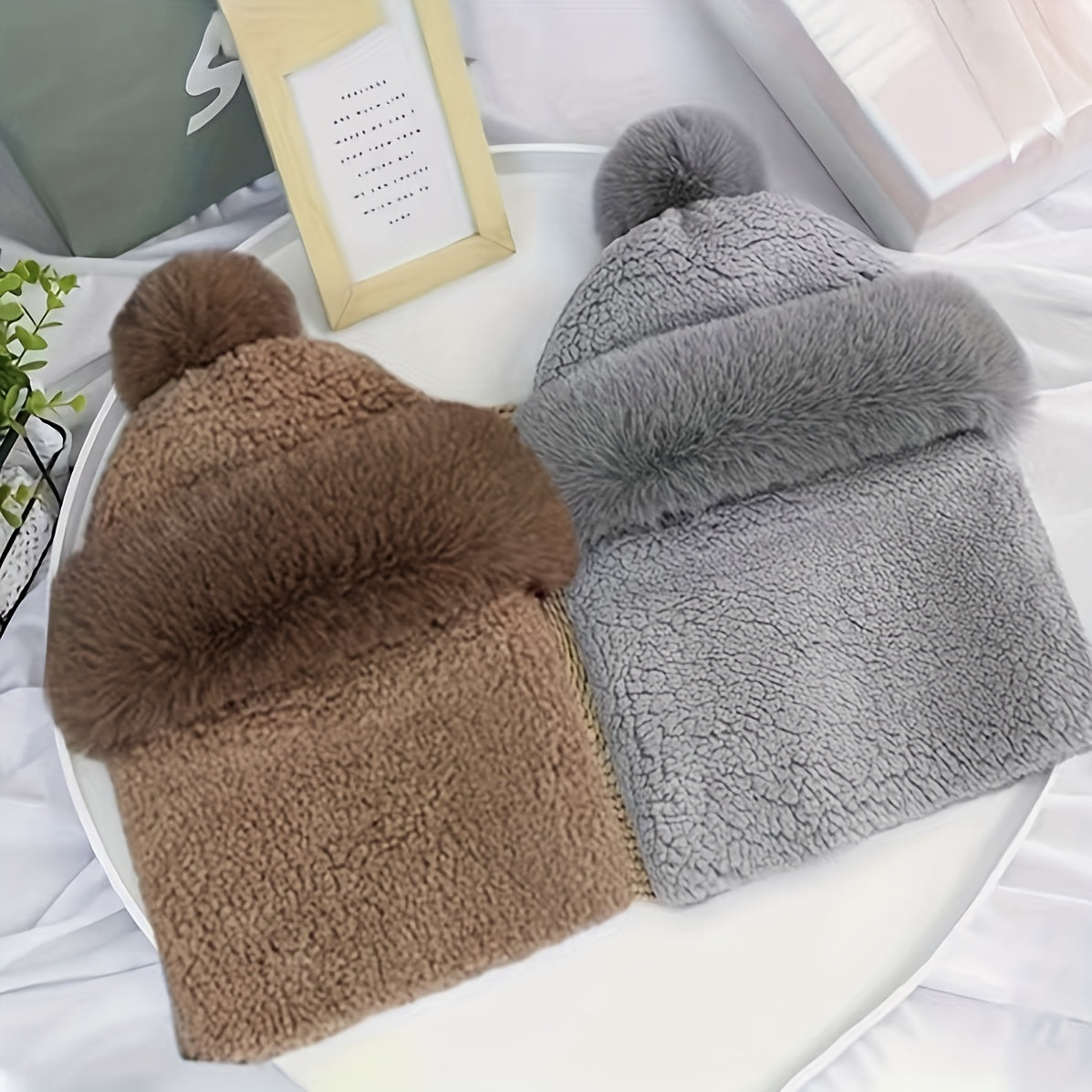 Winter Scarf Hats For Women Men Plush Neck Warmer Outdoor Windproof Hats