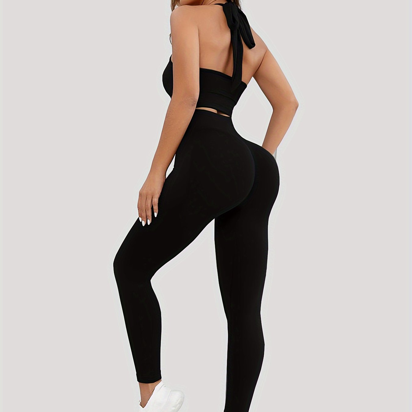 Yoga Set Lace up Sports Bra & Running Leggings Suit