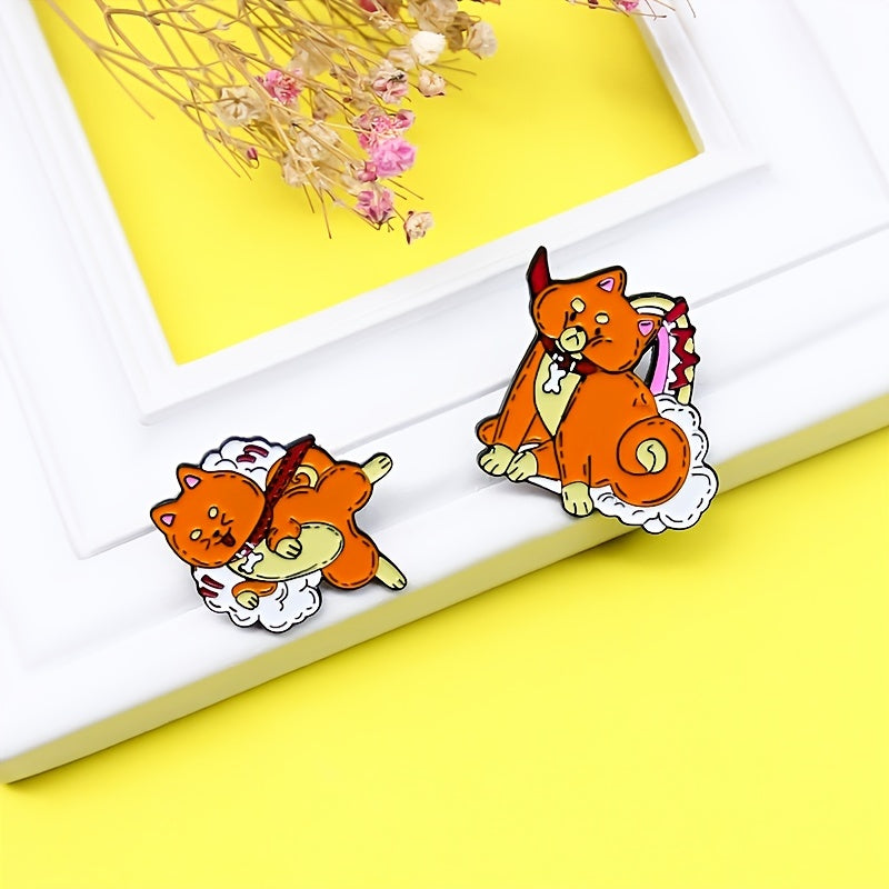 Orange Dog Brooch Pin