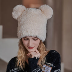 Bear Knitted Hat Women's Warm Hat Woolen Hat Embroidery Hip hop Cap
