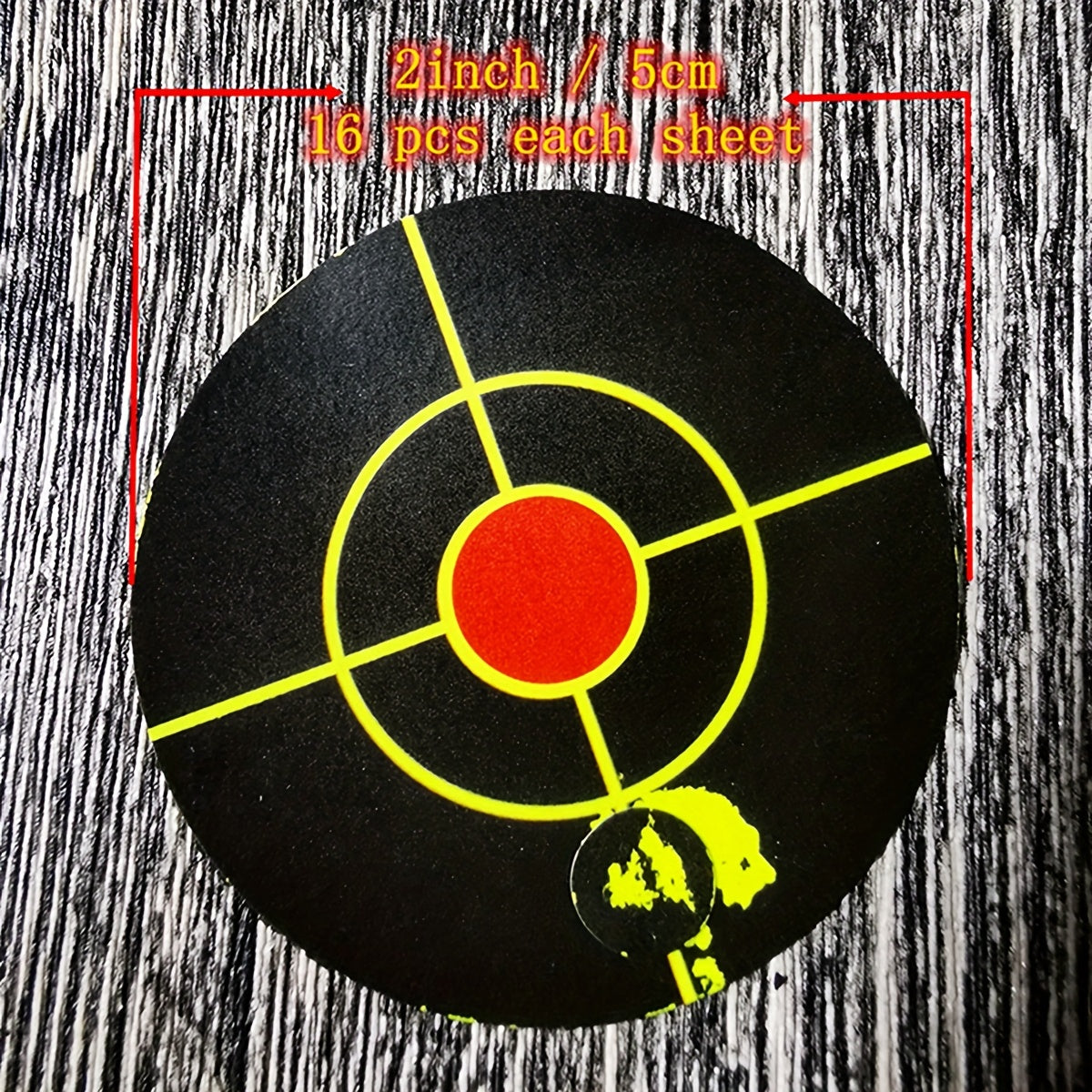 10 Pack Adhesive Splatter Targets 2.5" Plus 1" Bright Yellow Burst Upon Impact