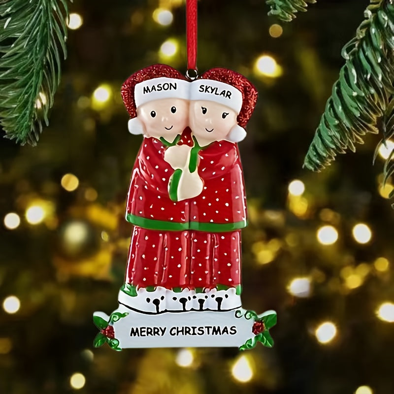 Family Matching Christmas Ornaments DIY Resin Holiday Decorations with Blessings