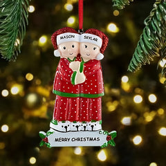 Family Matching Christmas Ornaments DIY Resin Holiday Decorations with Blessings