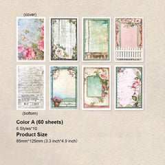 Vintage Flower & Butterfly Scrapbooking Paper, 60 Sheets