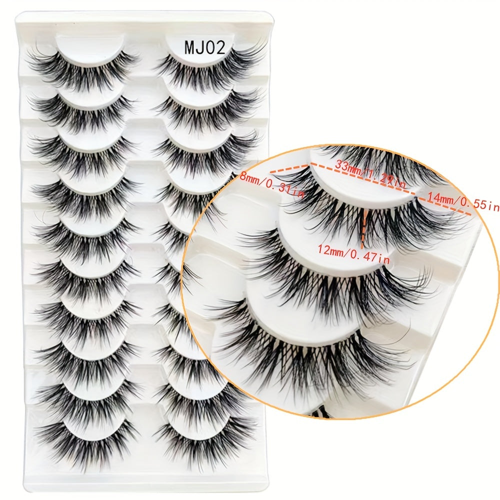 Cat Eye Natural Fluffy Faux Mink Lashes 3D Wispy False Eyelashes 10 Pairs
