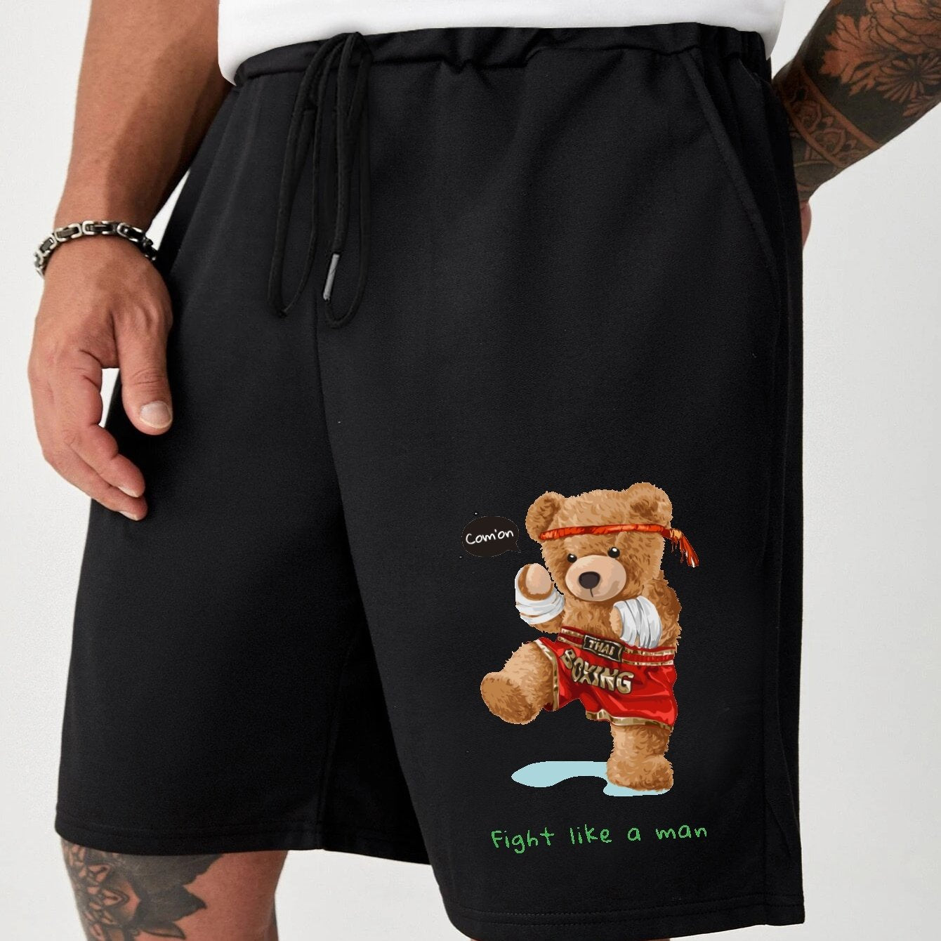 Boxer Bear Comfy Shorts Men's Casual Solid Stretch Waist Drawst