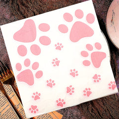 20pcs Dog Print Birthday Paw Prints Theme Pink Party Supplies