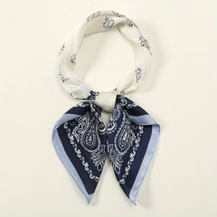 Paisley Print Satin Square Scarf Block Bandana Neckerchief