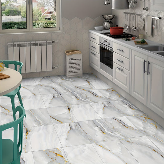 Grey Marble Pattern Floor Sticker Peel Stick Tile Waterproof Bathroom Kitchen