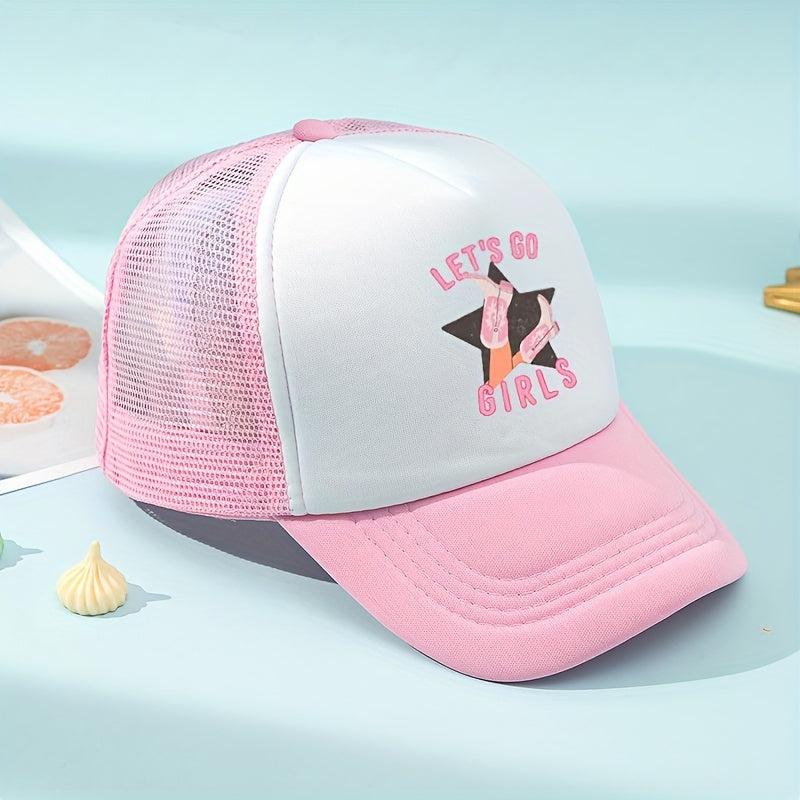 Kids Pink High Heels Mesh Baseball Cap Sunshade Trucker Hat