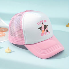 Kids Pink High Heels Mesh Baseball Cap Sunshade Trucker Hat