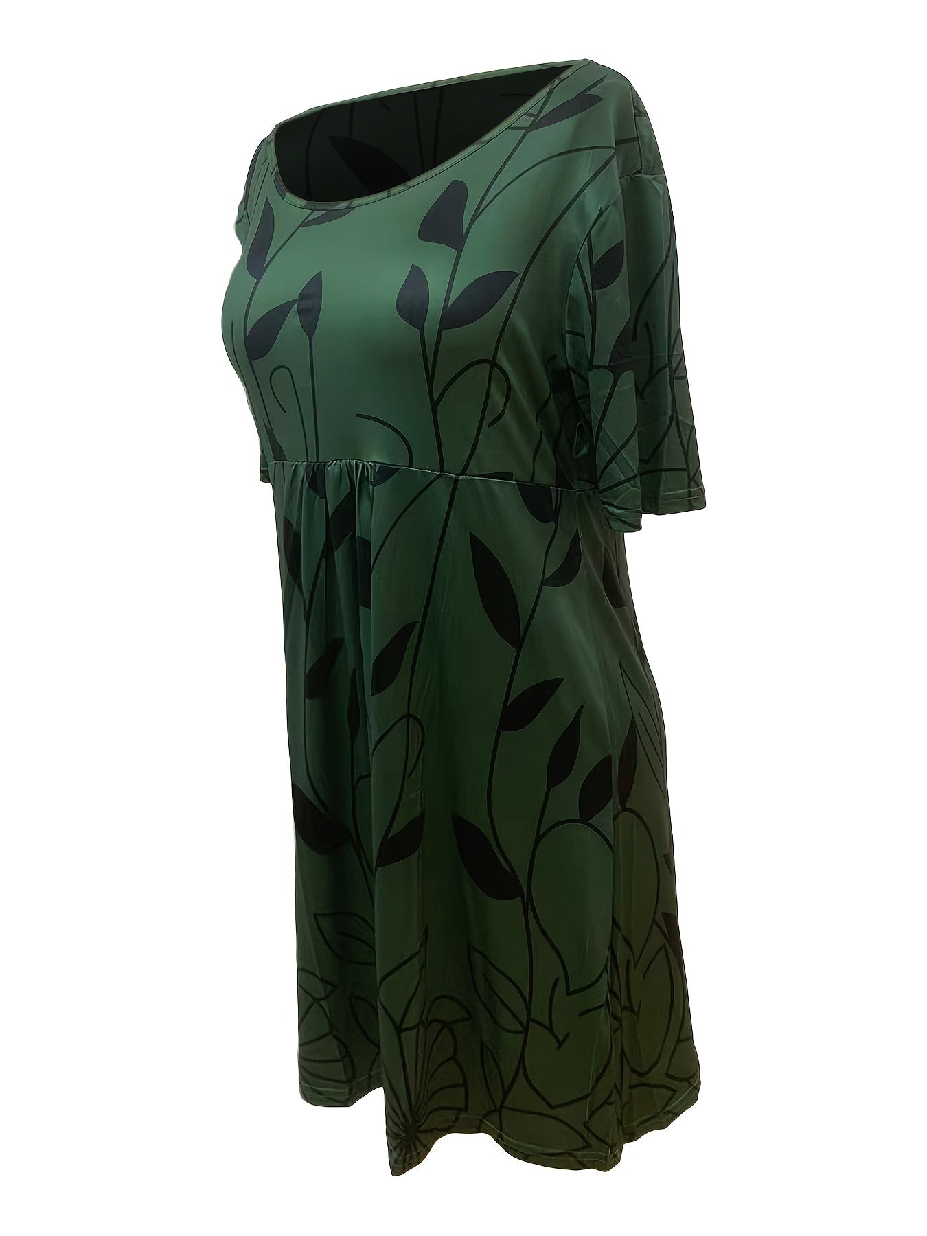  Floral Print Short Sleeve Dress Medium Stretch