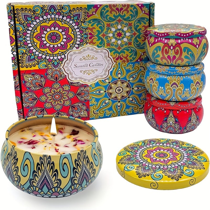 4pcs Scented Candle Set Jasmine Sandalwood Rose Perfect for Relaxation