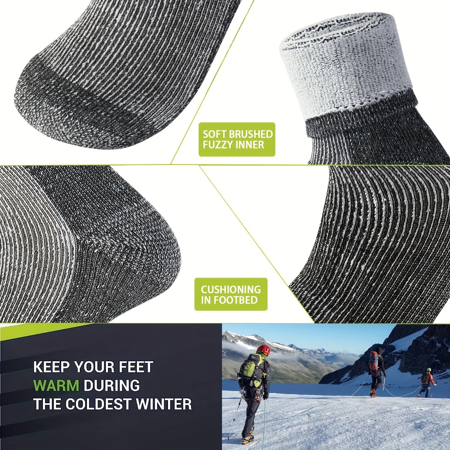 Men's Sports Wool Socks - Shock Absorbing & Wear Resistant