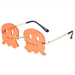 Spooky Ghost Sunglasses Y2K Party Club Decorative Sun Shades Rimless Glasses