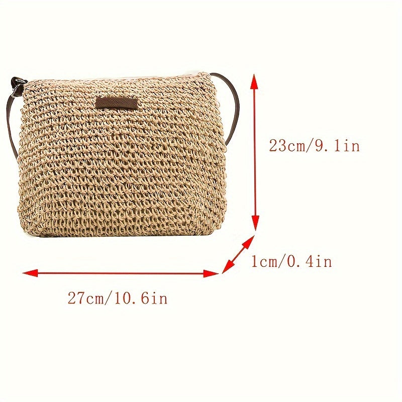 Woven Straw Bag Retro Mini Crossbody Bag for Travel Holiday Beach