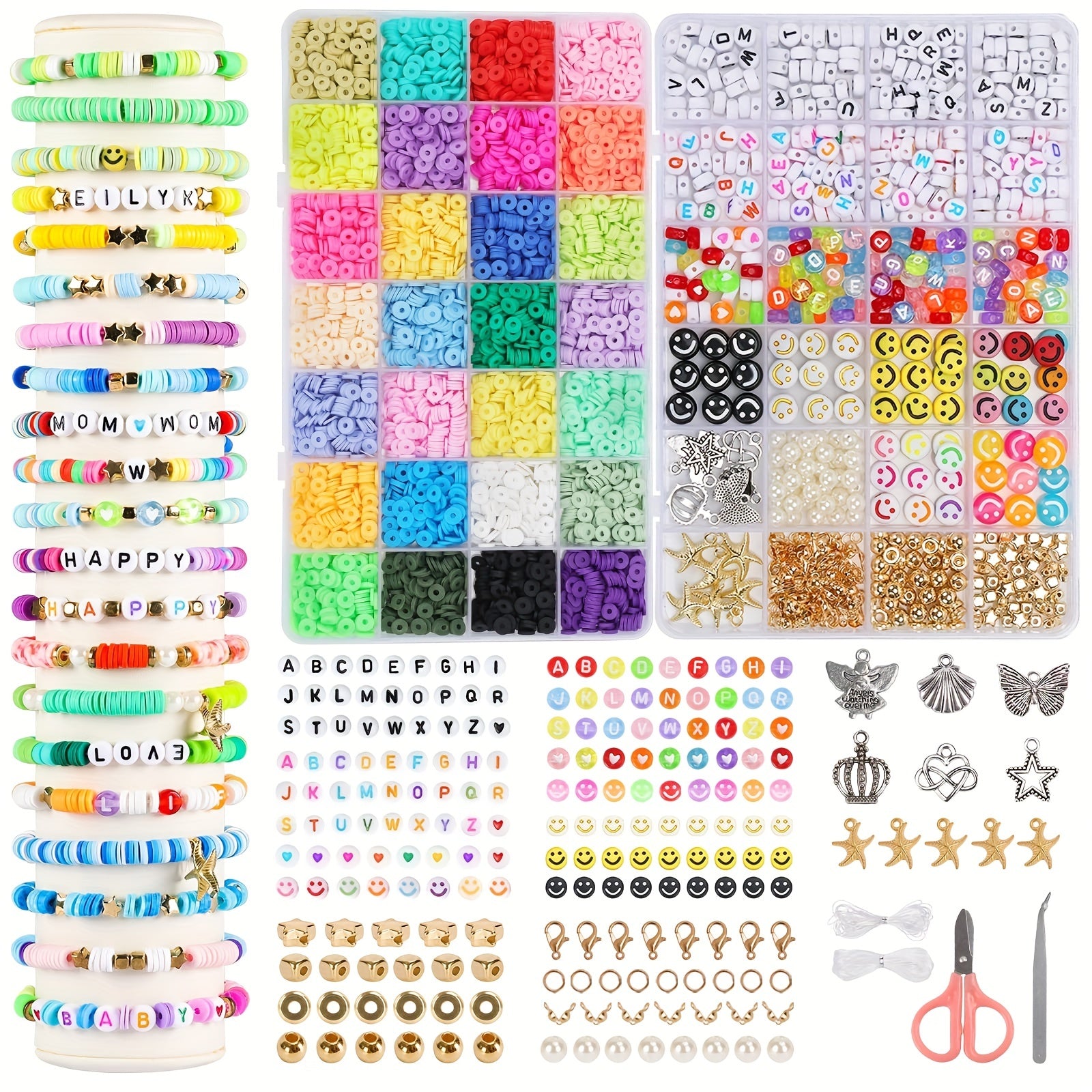 5000pcs Clay Beads Necklace Bracelet Making Kit DIY Jewelry Supplies