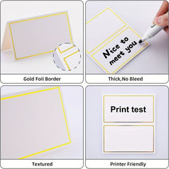 100pcs Gold Foil Border Place Cards for Table Setting Wedding Reception