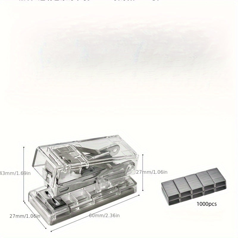 1pc Mini Stapler Clear Handheld Effortless Paper Bookbinding Machine