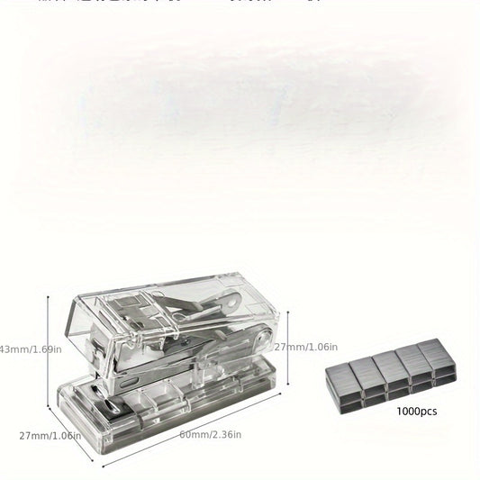 1pc Mini Stapler Clear Handheld Effortless Paper Bookbinding Machine