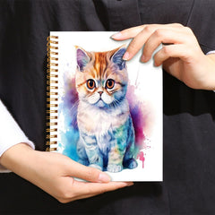 Watercolor Cat Notebook 50 Pages Spiral Bound 13.97x21.08 cm
